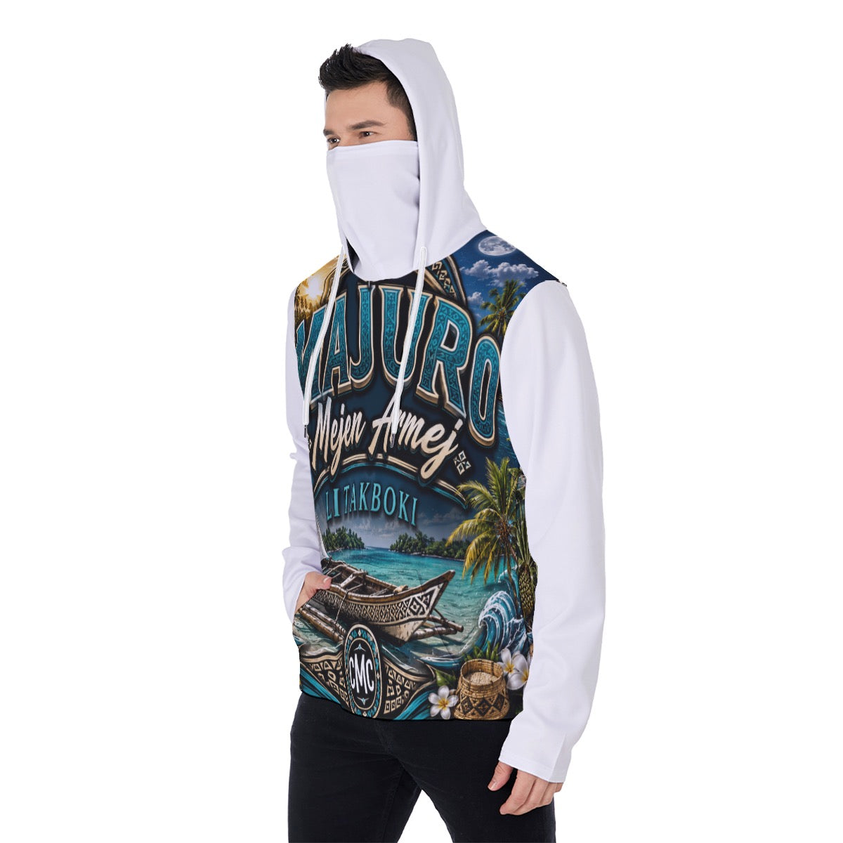 All-Over Print Men's Heavy Fleece Hoodie With Mask