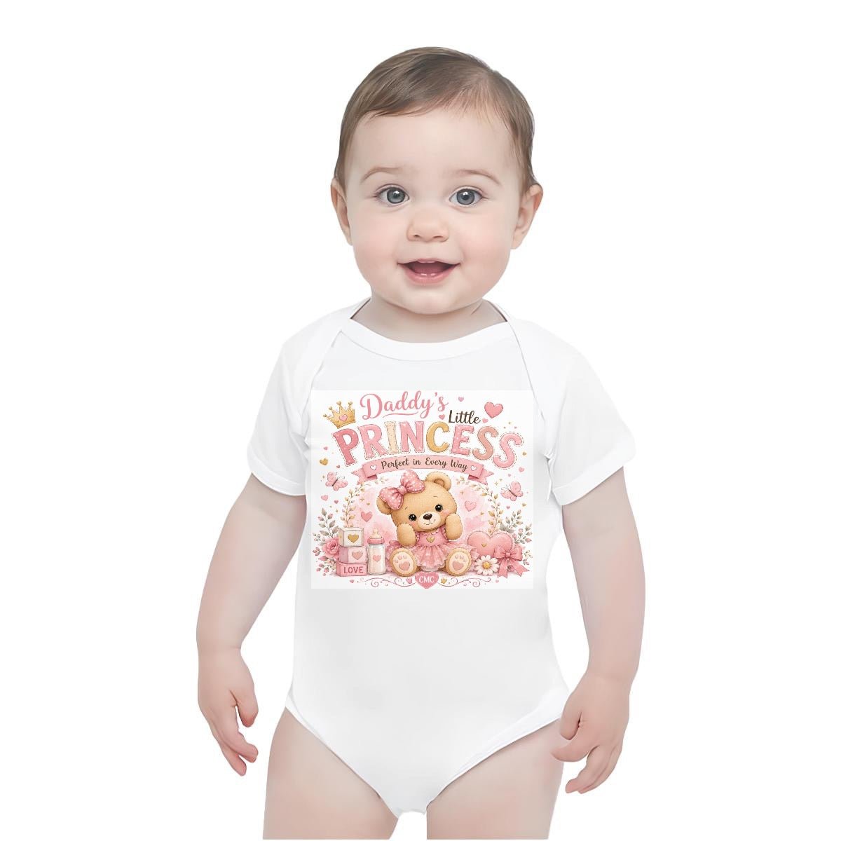 Baby Short-Sleeve Onesie Printed in USA| 190GSM Front DTF