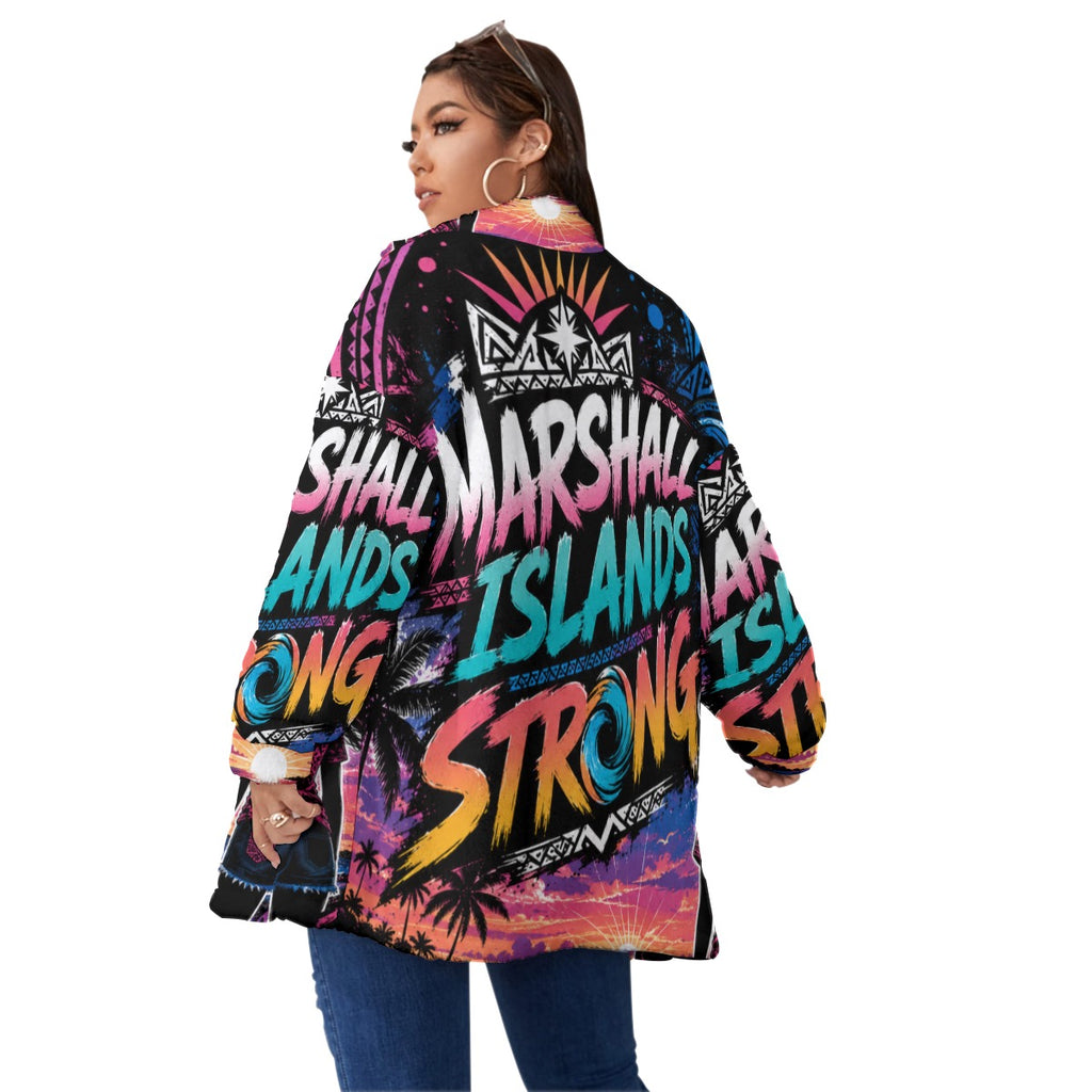 All-Over Print Unisex Borg Fleece Stand-up Collar Coat With Zipper Closure(Plus Size)