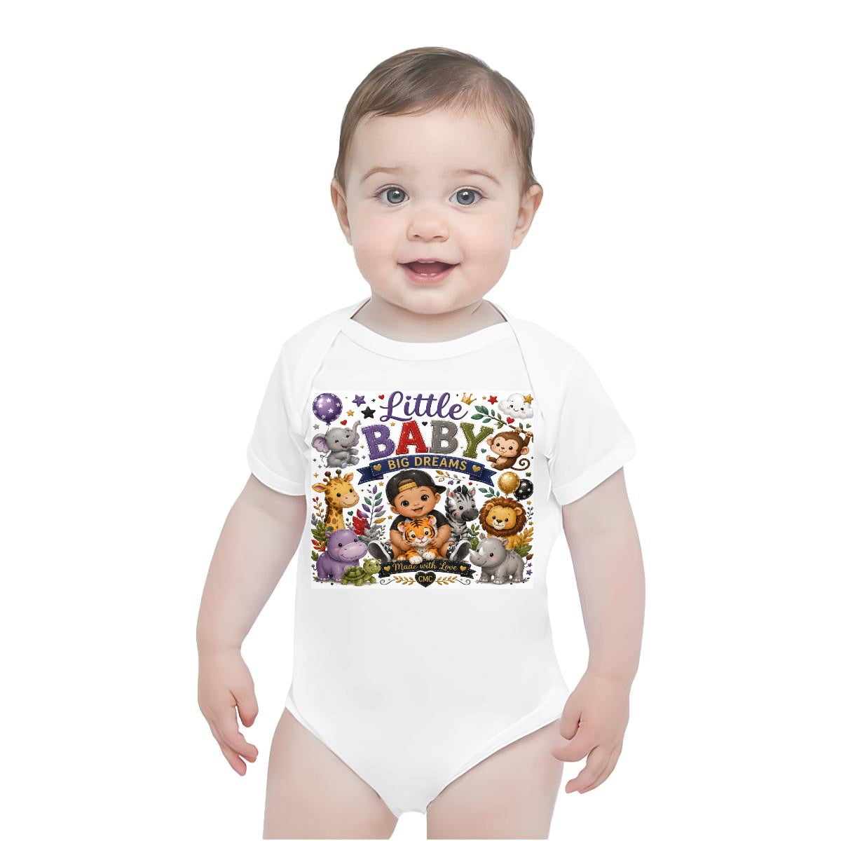 Baby Short-Sleeve Onesie Printed in USA| 190GSM Front DTF
