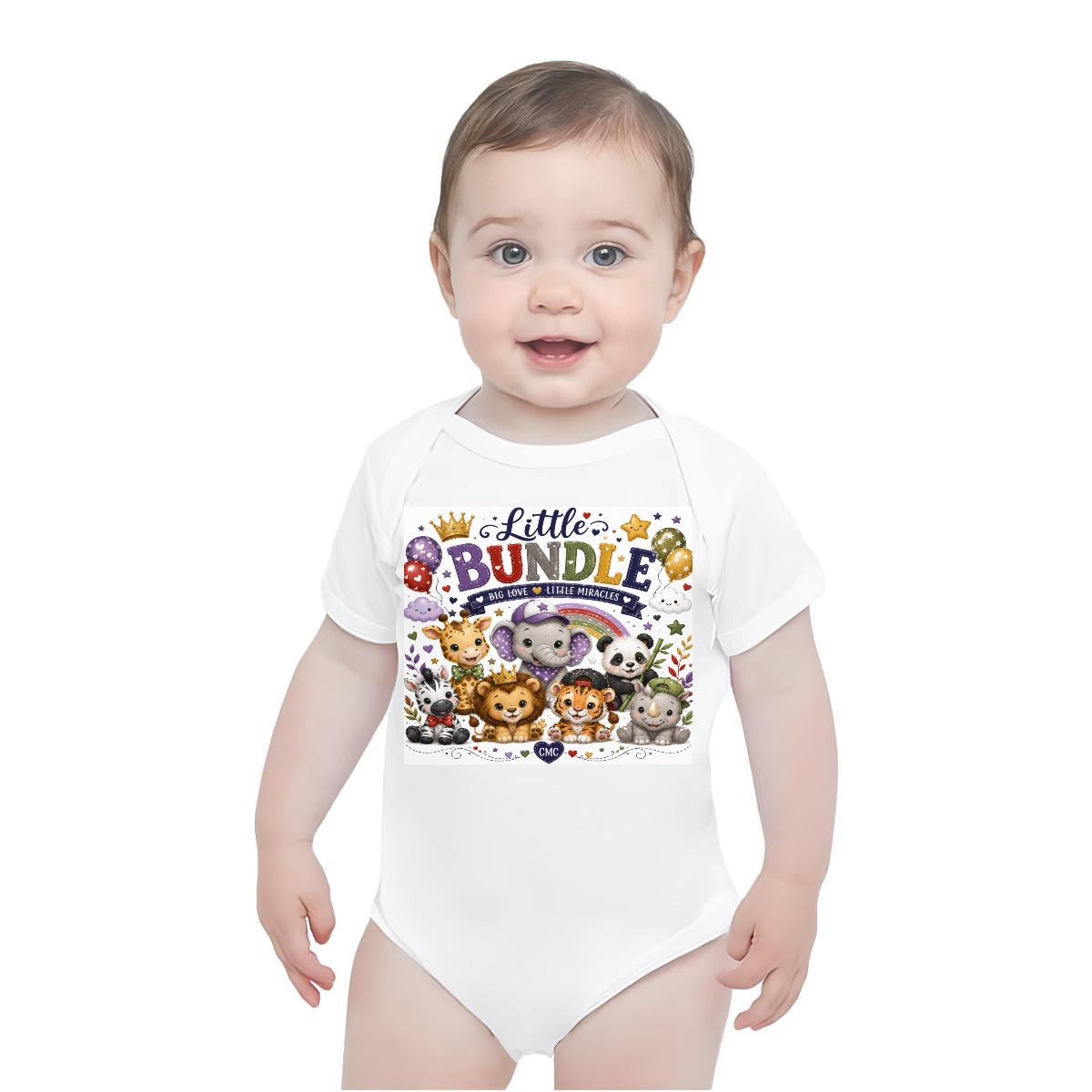 Baby Short-Sleeve Onesie Printed in USA| 190GSM Front DTF