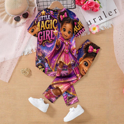 All-Over Print Kids' Casual Top and Pants Set