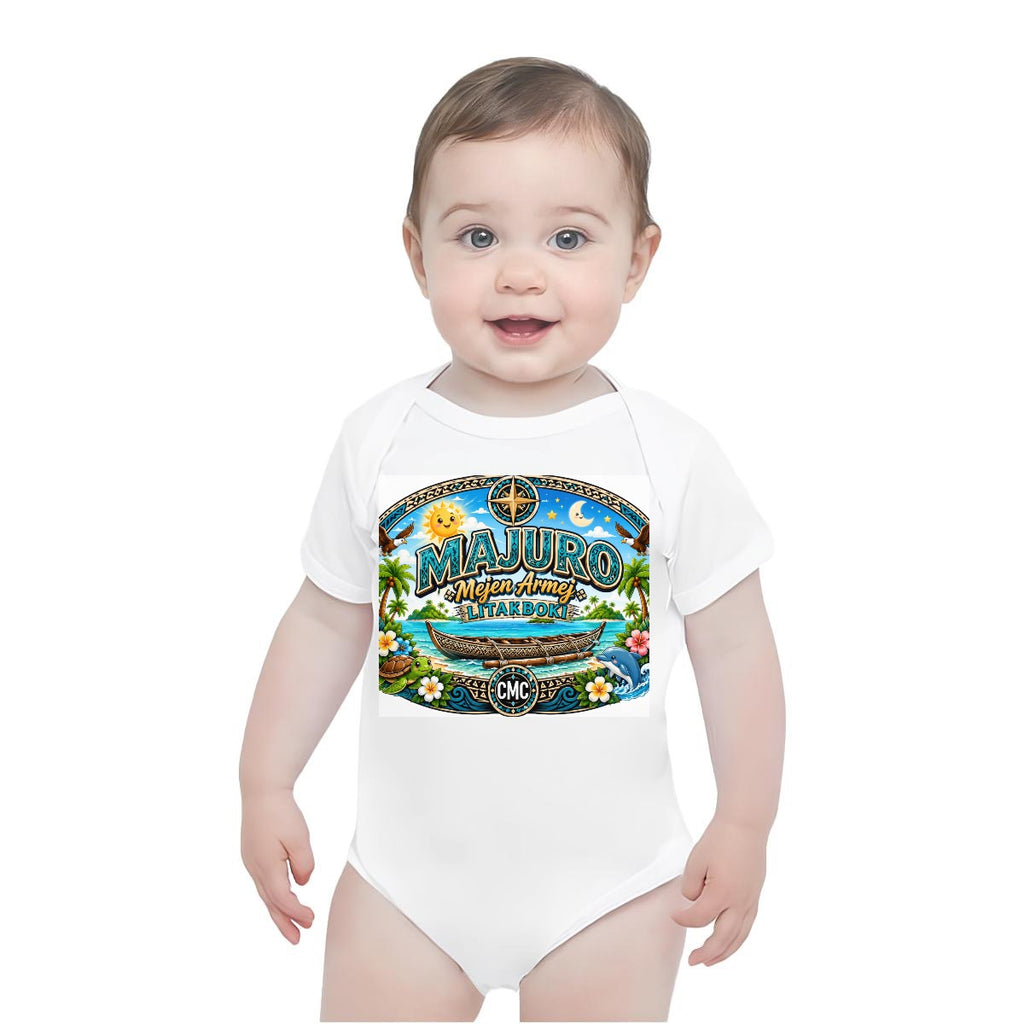 Baby Short-Sleeve Onesie Printed in USA| 190GSM Front DTF