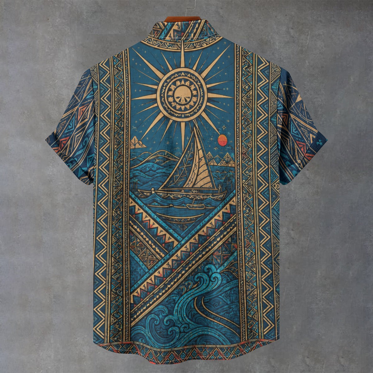 All-Over Print Men's Stand Collar Shirt|110GSM Imitation Flax