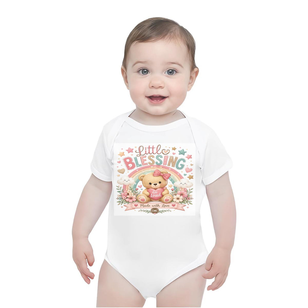 Baby Short-Sleeve Onesie Printed in USA| 190GSM Front DTF
