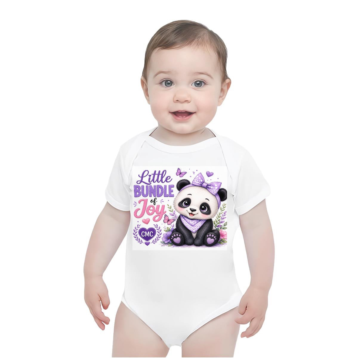 Baby Short-Sleeve Onesie Printed in USA| 190GSM Front DTF