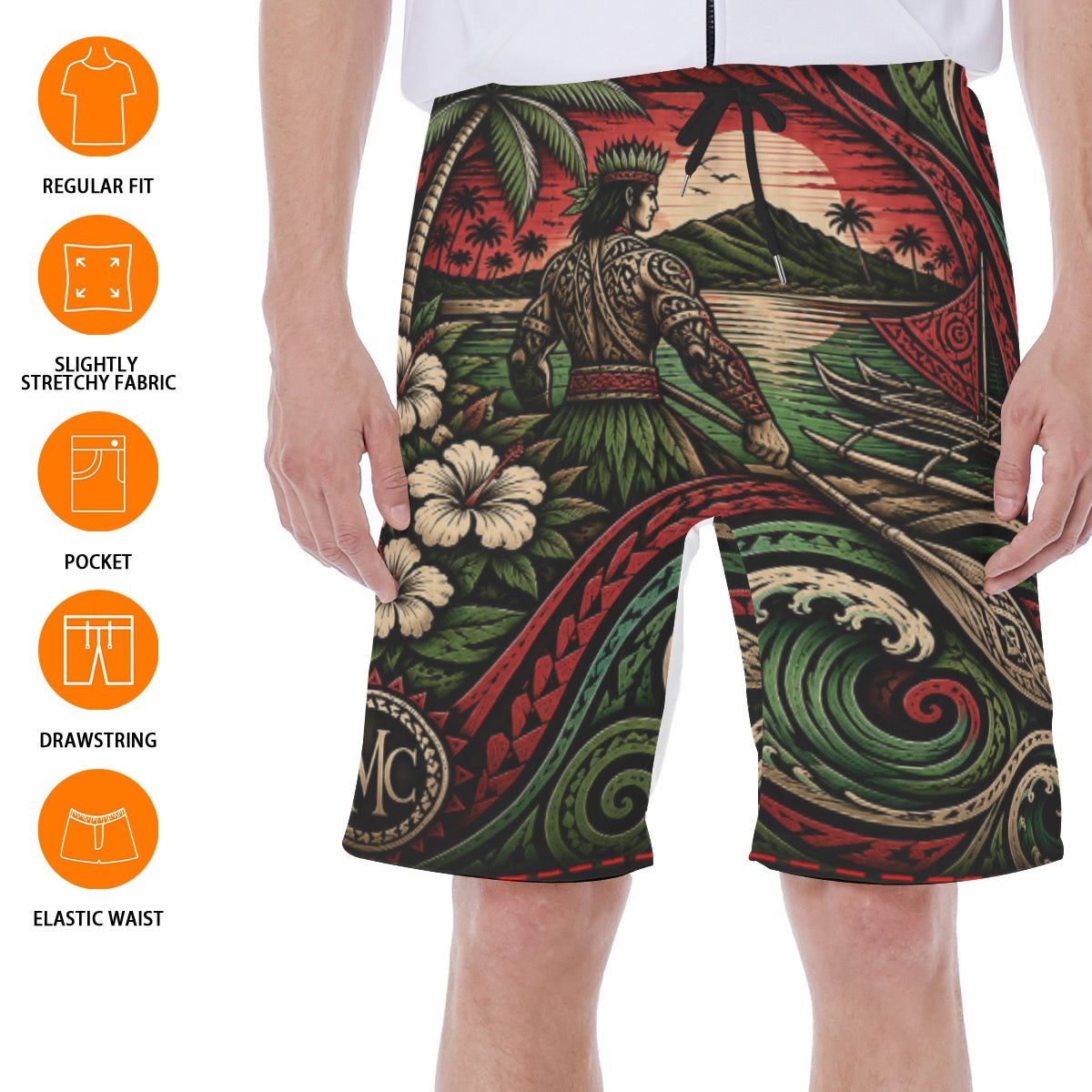 All-Over Print Men‘s Beach Shorts With Lining