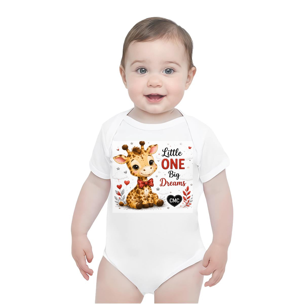 Baby Short-Sleeve Onesie Printed in USA| 190GSM Front DTF