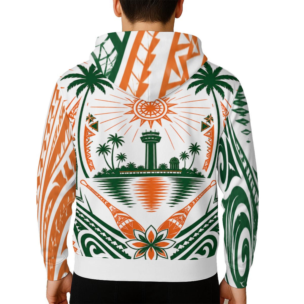 All-Over Print Zip Up Hoodie With Pocket