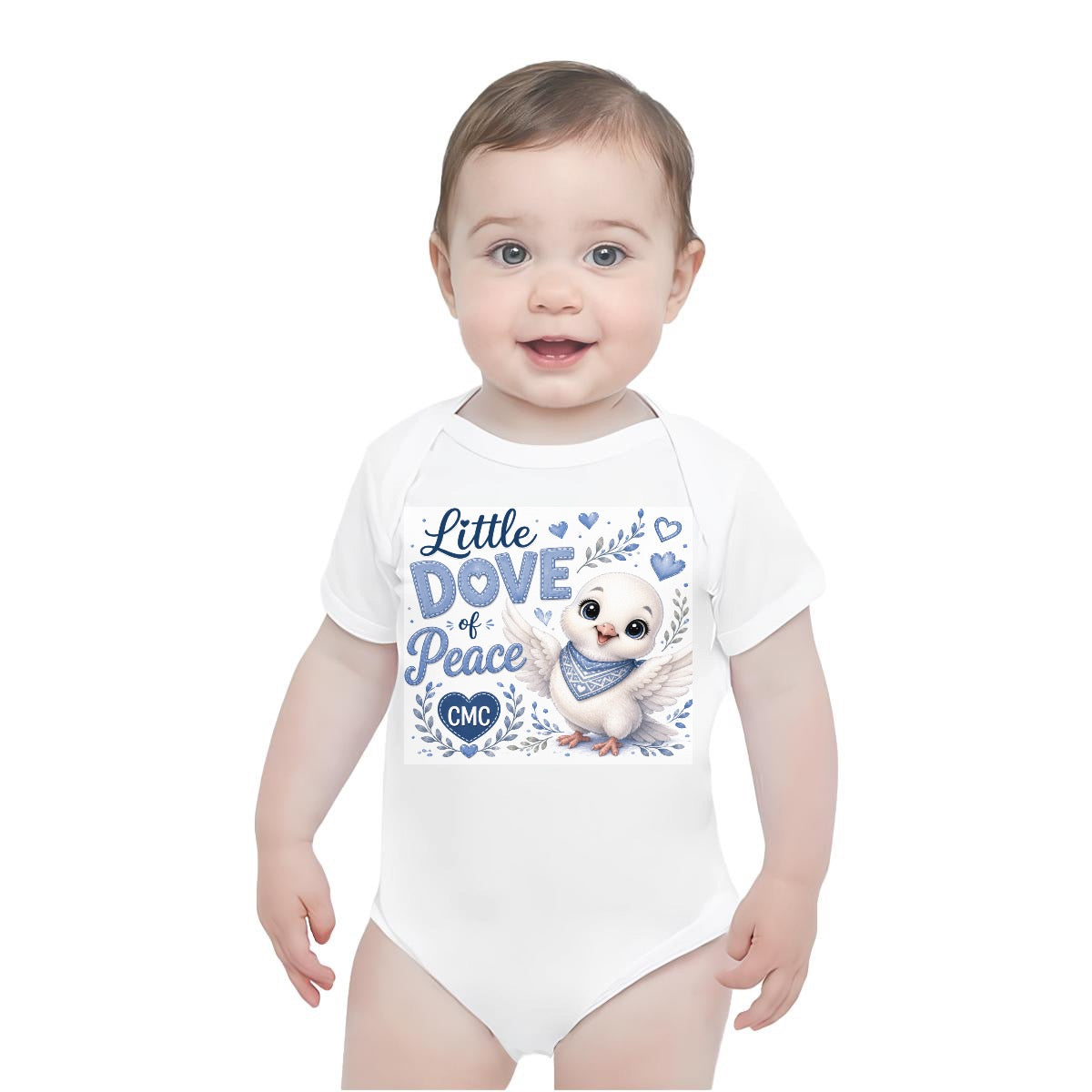 Baby Short-Sleeve Onesie Printed in USA| 190GSM Front DTF
