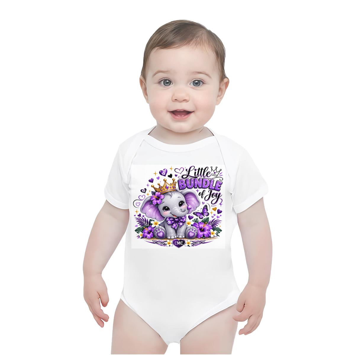 Baby Short-Sleeve Onesie Printed in USA| 190GSM Front DTF