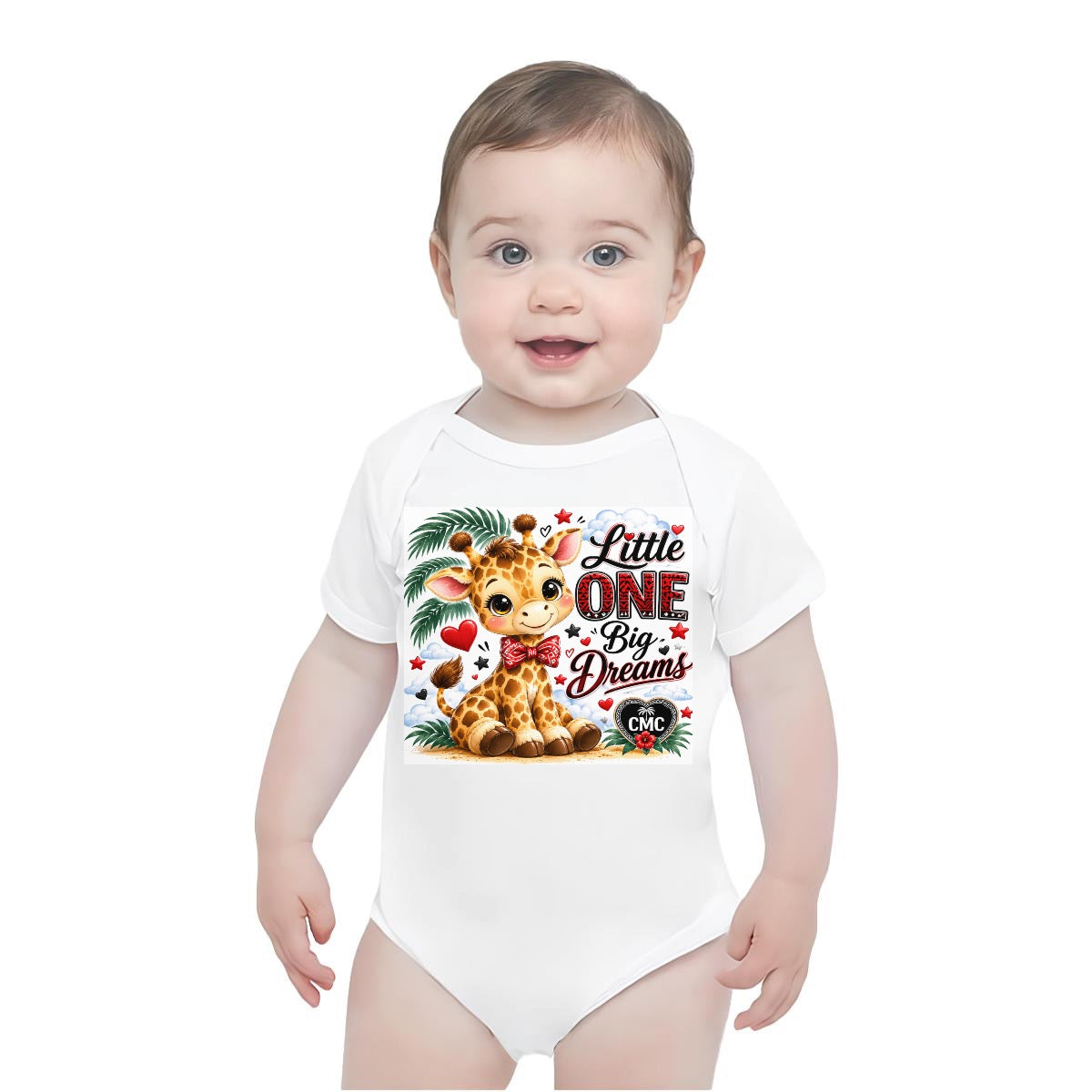 Baby Short-Sleeve Onesie Printed in USA| 190GSM Front DTF