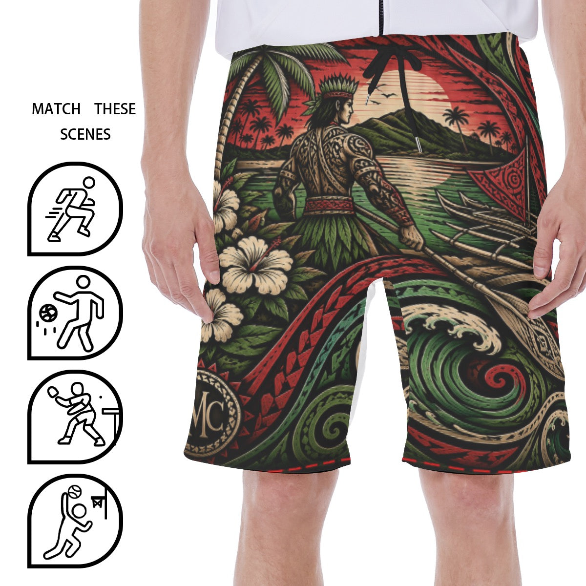 All-Over Print Men‘s Beach Shorts With Lining
