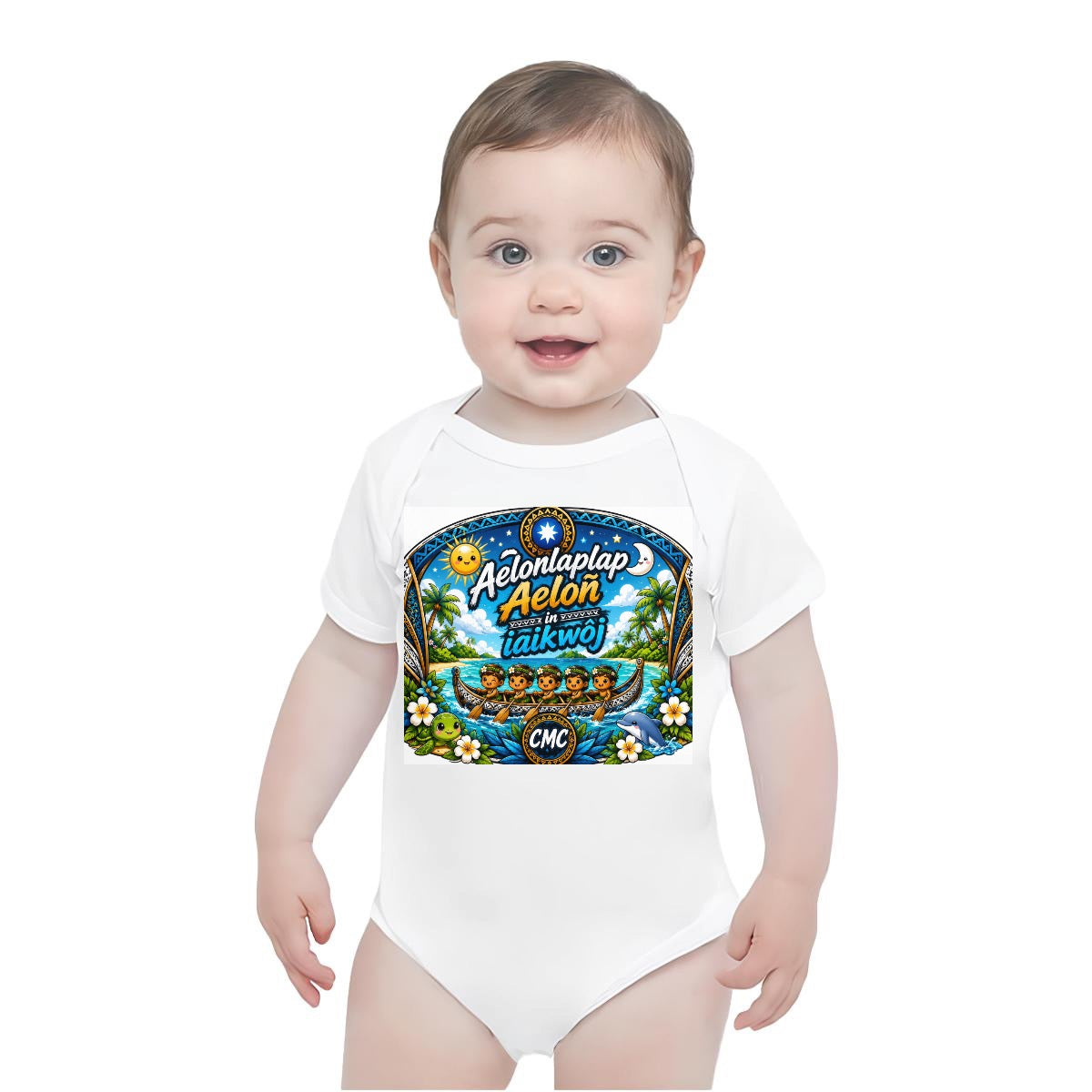 Baby Short-Sleeve Onesie Printed in USA| 190GSM Front DTF