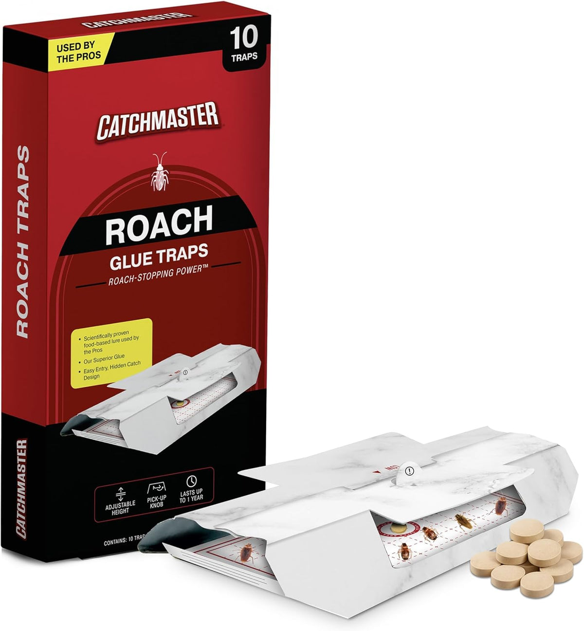 Catchmaster Roach Trap Glue Boards 10-Pk, Adhesive Bug Catcher, Scorpion, Spider, Cricket, & Cockroach Traps for Home, Bulk Glue Traps for House & Garage, Pest Control for Home