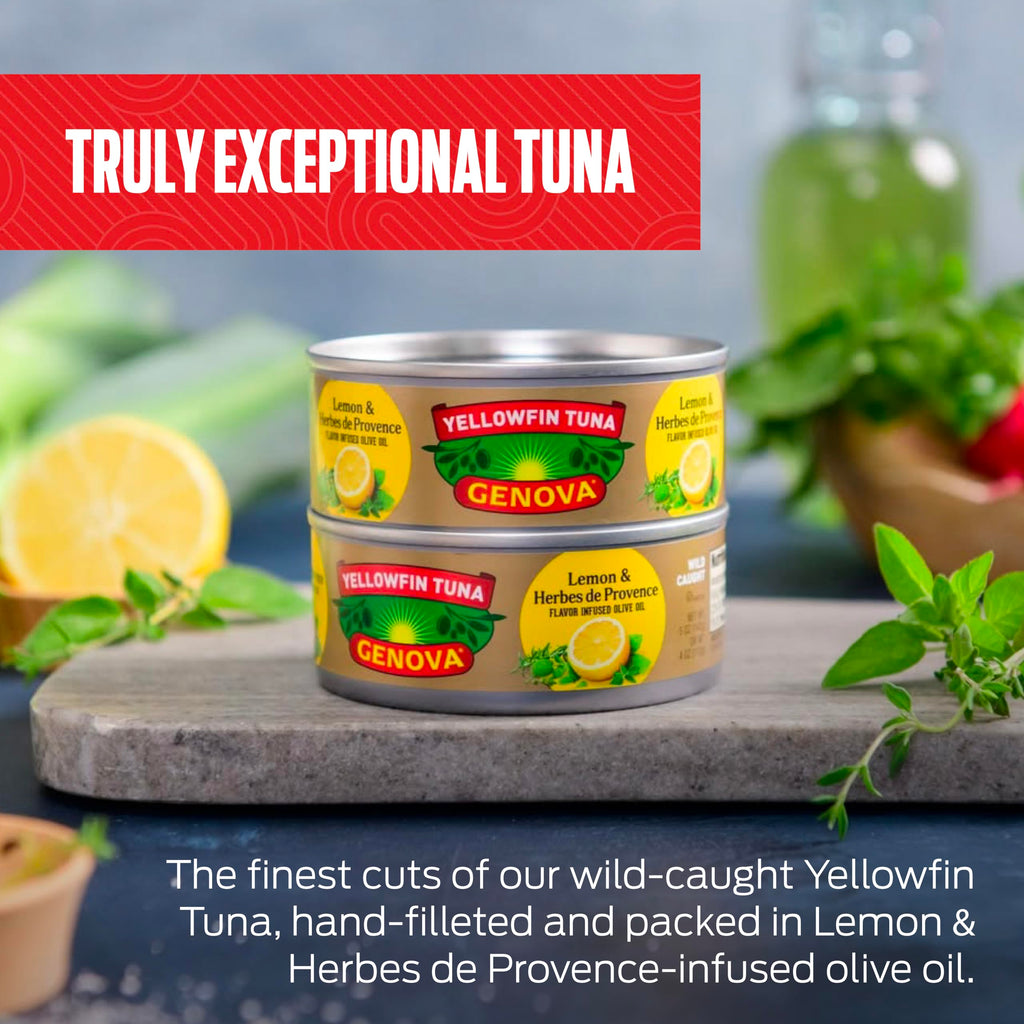 Genova Premium Yellowfin Tuna in Olive Oil, 5 Ounce Cans, 8-Pack – Nutrient Rich, High Protein Canned Tuna Fish - Delicious, Easy, Nutritious Ready to Eat Meals