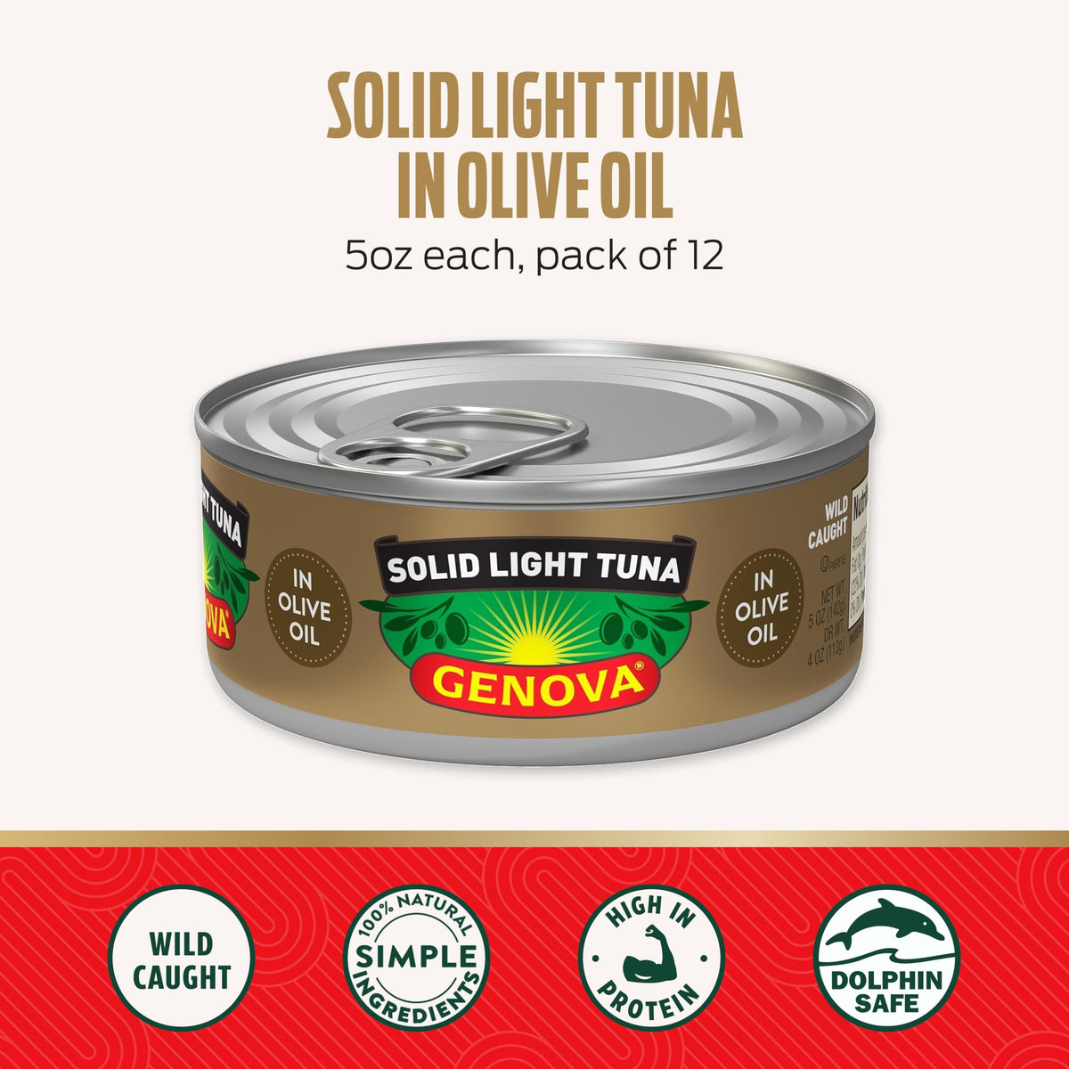 Genova Premium Yellowfin Tuna in Olive Oil, 5 Ounce Cans, 8-Pack – Nutrient Rich, High Protein Canned Tuna Fish - Delicious, Easy, Nutritious Ready to Eat Meals
