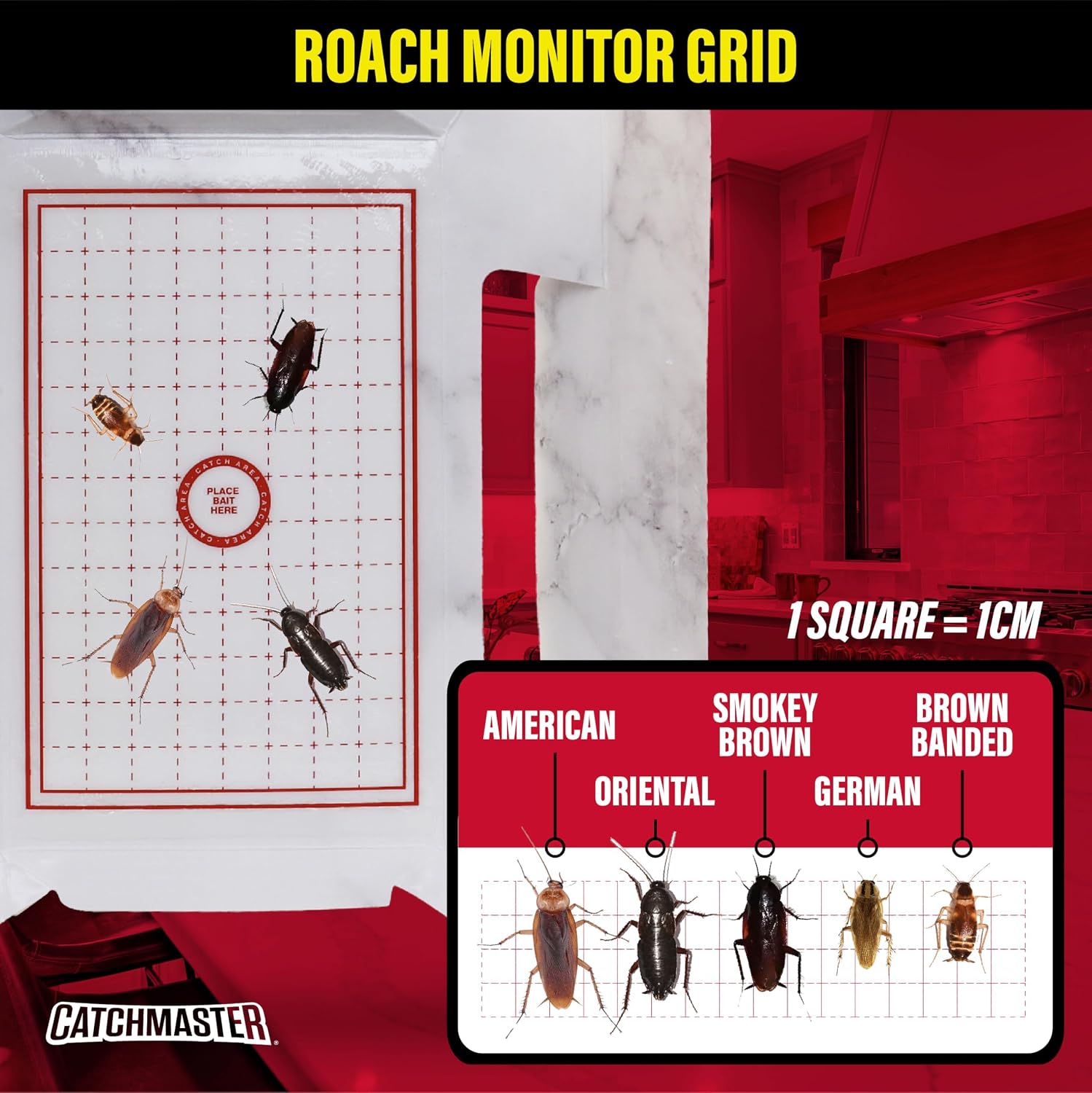 Catchmaster Roach Trap Glue Boards 10-Pk, Adhesive Bug Catcher, Scorpion, Spider, Cricket, & Cockroach Traps for Home, Bulk Glue Traps for House & Garage, Pest Control for Home