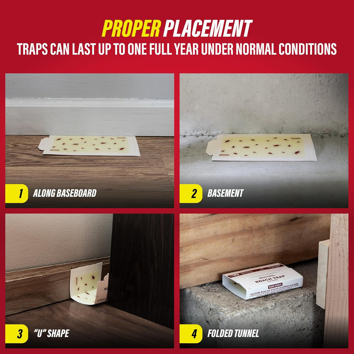 Catchmaster Roach Trap Glue Boards 10-Pk, Adhesive Bug Catcher, Scorpion, Spider, Cricket, & Cockroach Traps for Home, Bulk Glue Traps for House & Garage, Pest Control for Home