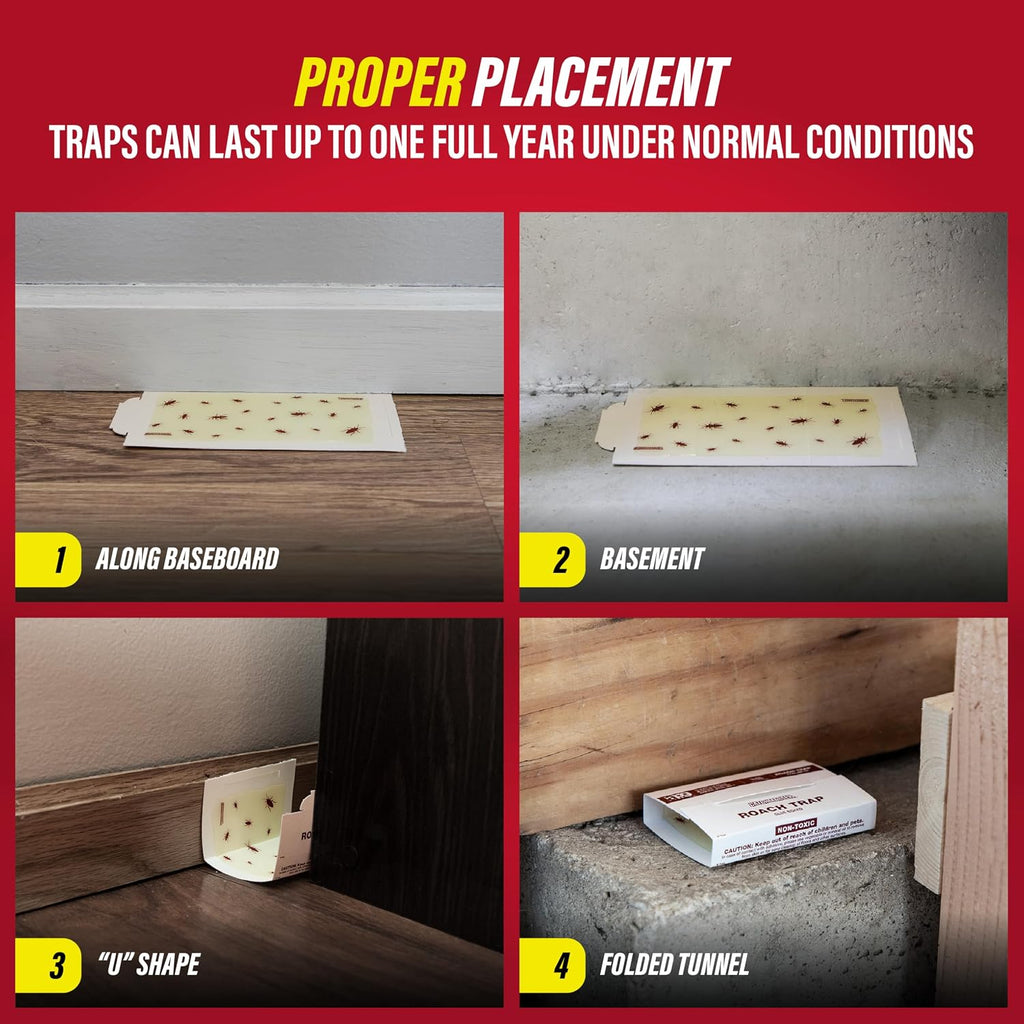 Catchmaster Roach Trap Glue Boards 10-Pk, Adhesive Bug Catcher, Scorpion, Spider, Cricket, & Cockroach Traps for Home, Bulk Glue Traps for House & Garage, Pest Control for Home