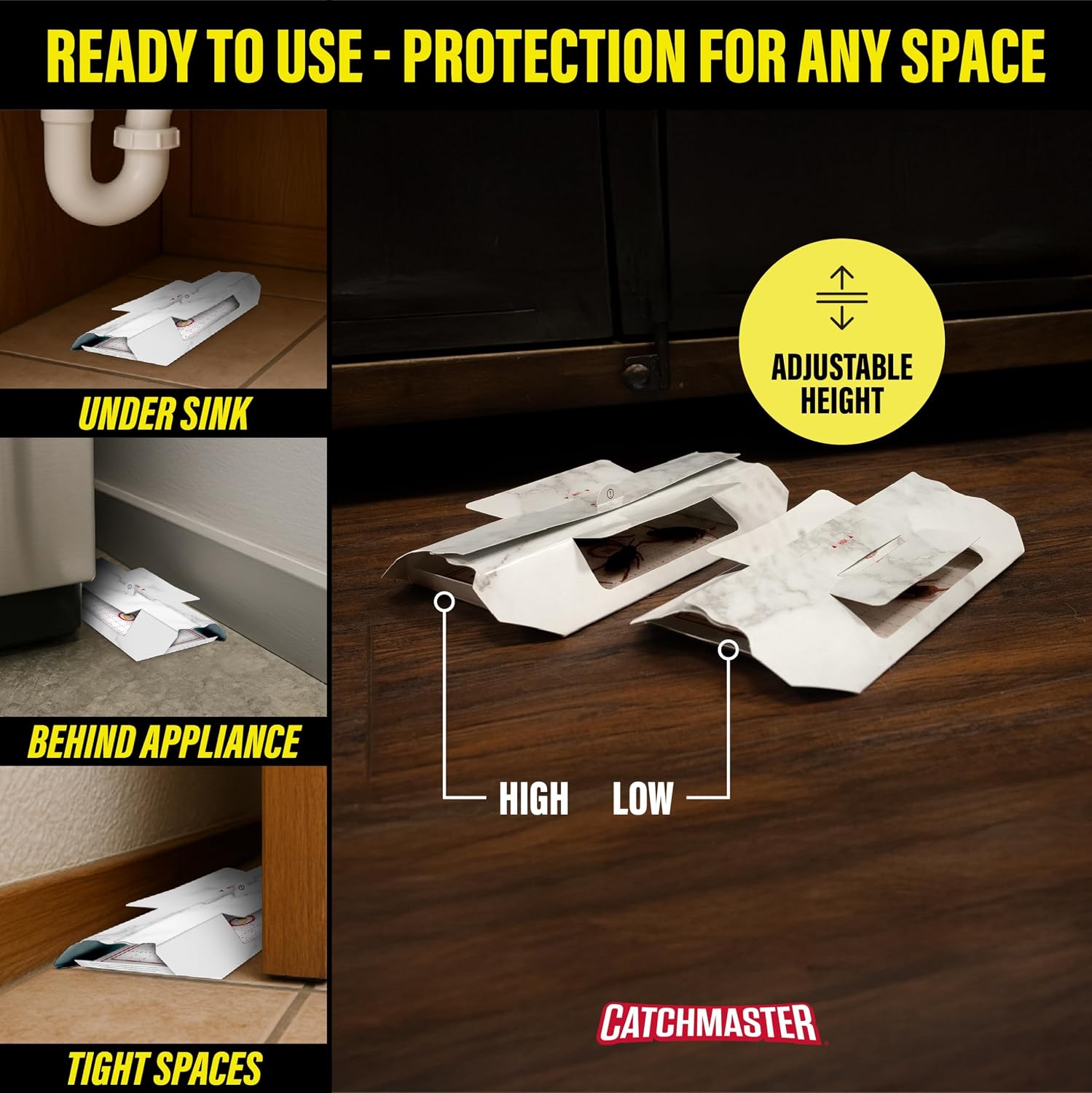 Catchmaster Roach Trap Glue Boards 10-Pk, Adhesive Bug Catcher, Scorpion, Spider, Cricket, & Cockroach Traps for Home, Bulk Glue Traps for House & Garage, Pest Control for Home