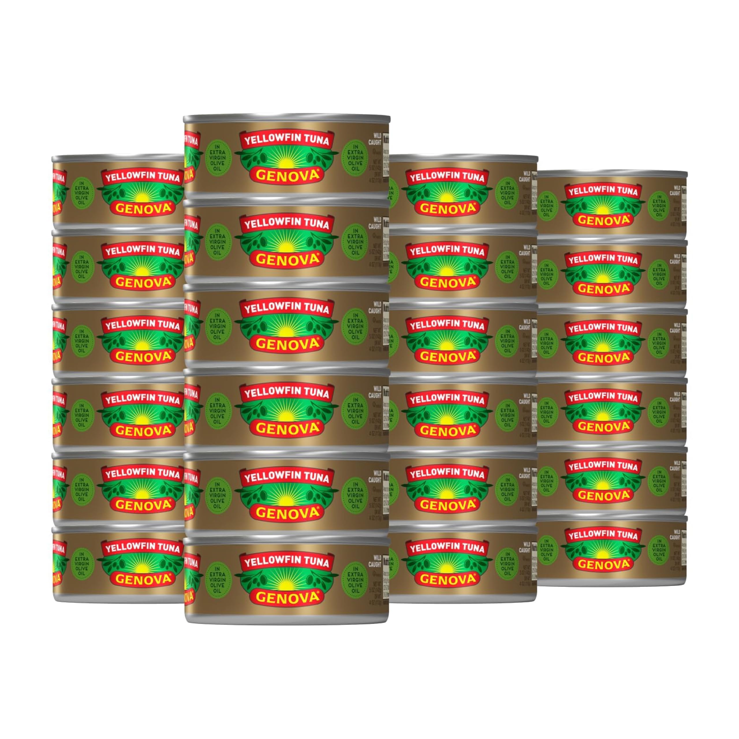 Genova Premium Yellowfin Tuna in Olive Oil, 5 Ounce Cans, 8-Pack – Nutrient Rich, High Protein Canned Tuna Fish - Delicious, Easy, Nutritious Ready to Eat Meals