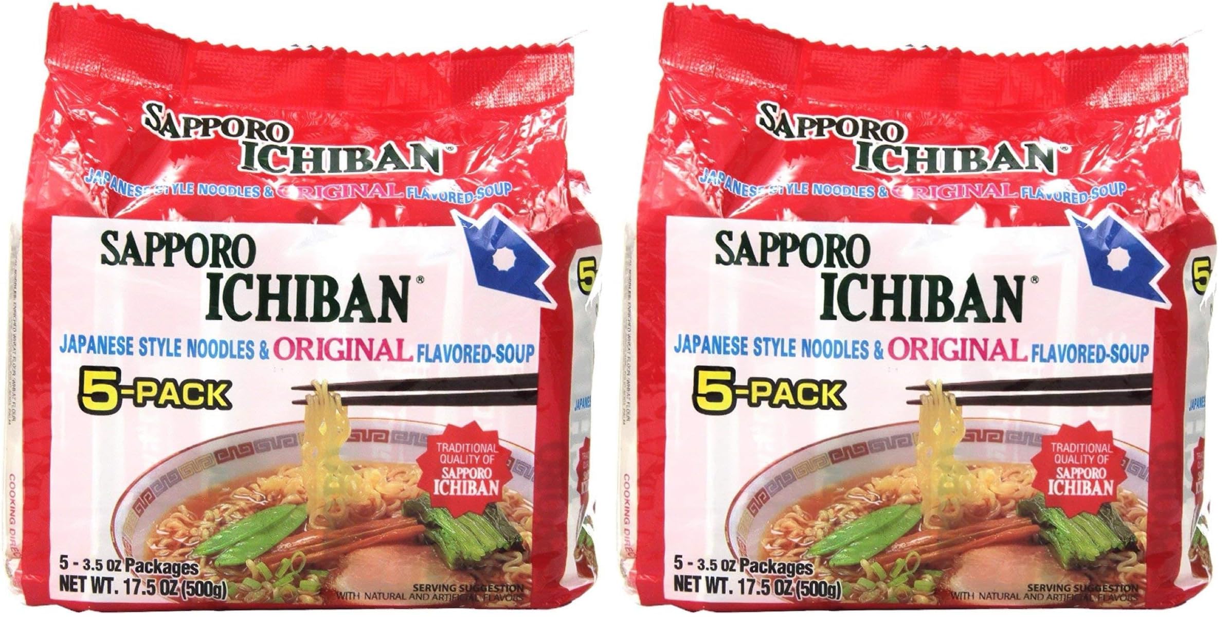stickerless New [SAPPORO ICHIBAN] Ramen Noodles, Original Soy Sauce Flavor, No.1 Tasting Japanese Instant Noodles (3.5 Oz) (24 pouches)
