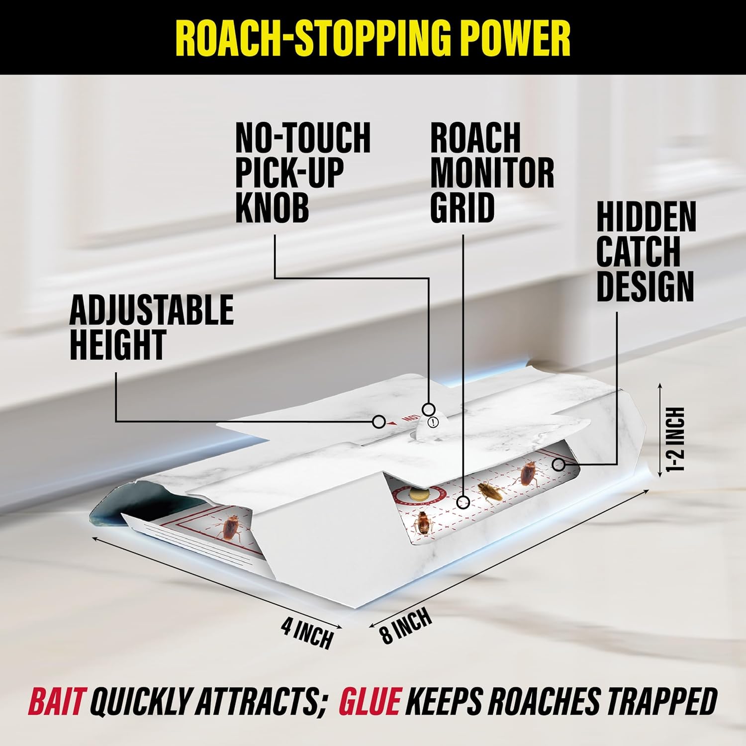 Catchmaster Roach Trap Glue Boards 10-Pk, Adhesive Bug Catcher, Scorpion, Spider, Cricket, & Cockroach Traps for Home, Bulk Glue Traps for House & Garage, Pest Control for Home