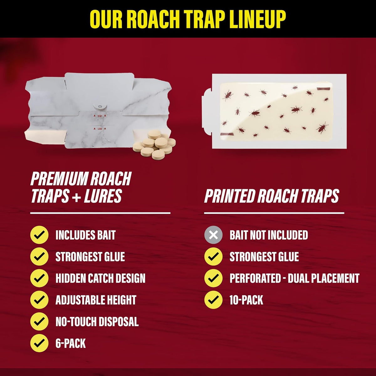 Catchmaster Roach Trap Glue Boards 10-Pk, Adhesive Bug Catcher, Scorpion, Spider, Cricket, & Cockroach Traps for Home, Bulk Glue Traps for House & Garage, Pest Control for Home