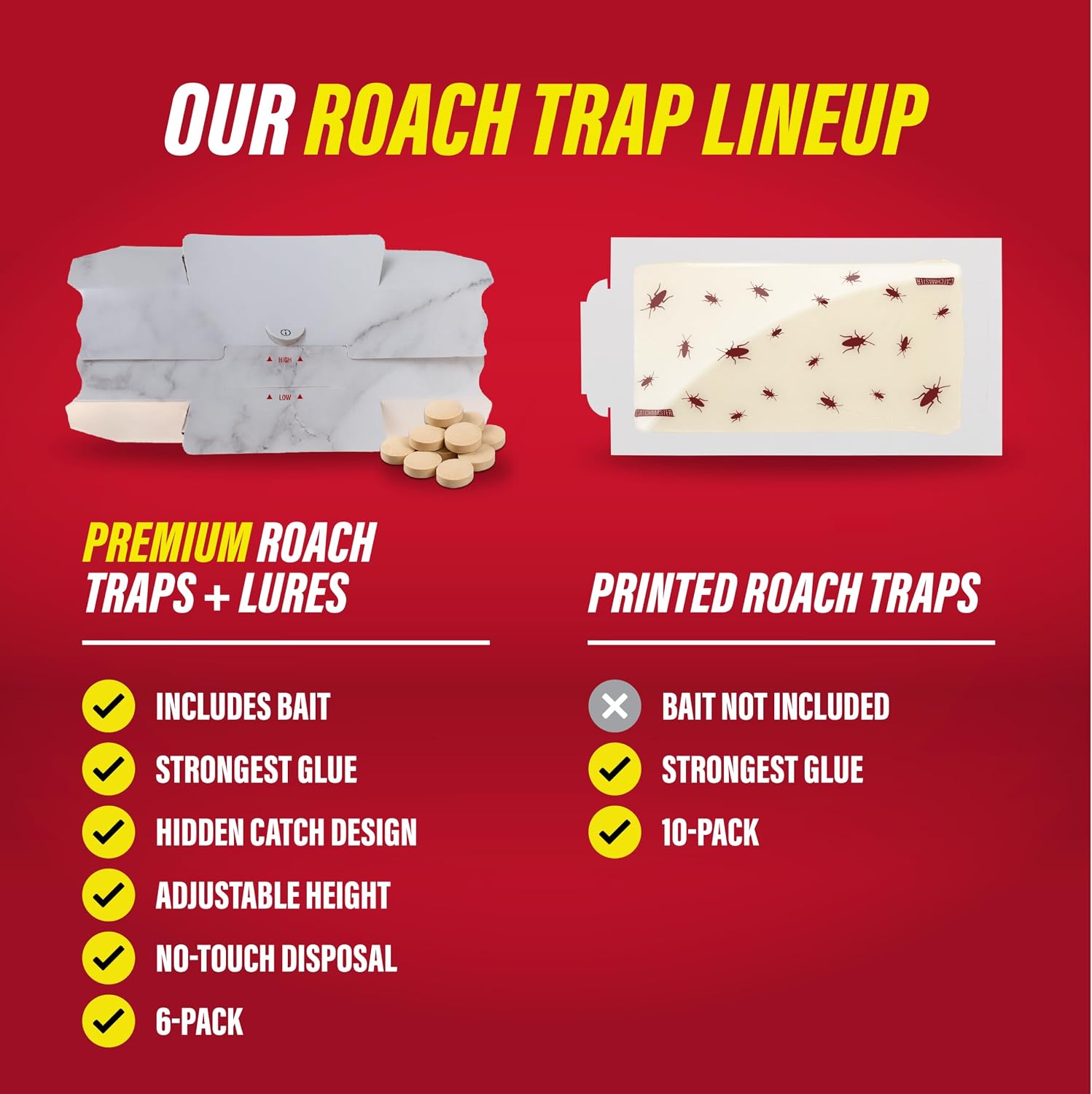 Catchmaster Roach Trap Glue Boards 10-Pk, Adhesive Bug Catcher, Scorpion, Spider, Cricket, & Cockroach Traps for Home, Bulk Glue Traps for House & Garage, Pest Control for Home