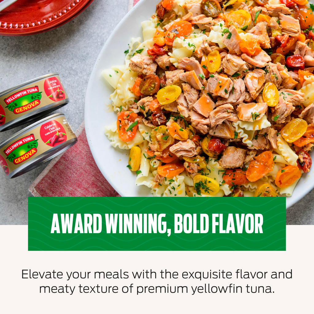 Genova Premium Yellowfin Tuna in Olive Oil, 5 Ounce Cans, 8-Pack – Nutrient Rich, High Protein Canned Tuna Fish - Delicious, Easy, Nutritious Ready to Eat Meals